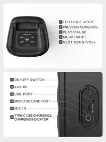 Kinglucky مكبر صوت لاسلكي مع مضخم صوت، مكبر صوت بوكس كبير، مكبر صوت استريو، مضخم صوت، مكبر صوت لاسلكي للخارج، إضاءة حفلات ديسكو، TWS/ميكروفون