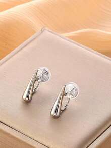 1 Pair Fashion Teardrop Clip-On Earrings For Women, Minimalist Elegant Design, Suitable For Daily Wear And Gift - Ear Clip - View 15