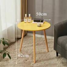Semplice tavolino da comodino in legno rotondo con cornice in legno massiccio, mobile da piccoli spazi come tavolo da caffè laterale, per reception, ufficio, soggiorno, camera da letto