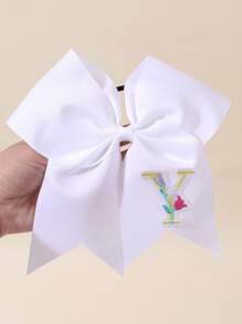 1pc 26Letters Back To School Customized Text Name Bow Hair Ring,Personalized Solid Color Embroidered 26 Letters Decoration Bow Hair Ring,Fashion Unique Hair Accessories For Girls Back To School Gifts, Daily Use - 彩色 - 查看 3