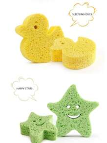 Kids Bath Sponge, Cartoon Soft Scrub Towel, Baby Bath Shower Sponge, Wood Pulp Material, Lather Easily