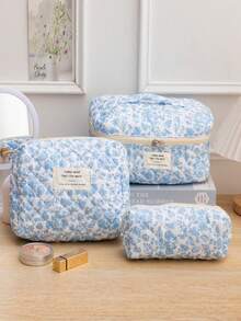 Bộ 3 túi đựng mỹ phẩm, túi du lịch, túi đựng đồ dùng vệ sinh cá nhân đa năng, túi đựng đồ tiện dụng cho nam và nữ, du lịch mùa hè, trang trí phòng tắm khi đi nghỉ mát, chuẩn bị cho năm học mới. - Màu xanh nhạt - Xem 17
