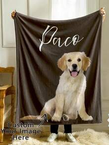 1 pieza Manta personalizada para mascotas, impresión de alta definición que no se desvanece, manta de prensa de calor súper suave de 280 g/m², se puede agregar el nombre/cumpleaños de la mascota, y es hipoalergénica sin irritación. - Multicolor - Ver 1