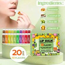 YOPELA 20支/盒唇膏，含维生素E和椰子油。母亲节礼物 - 保湿，缓解干燥双唇 - 10种口味 - 唇膏礼盒 - 送给女性和母亲的完美礼物 - 节日礼物 - 20支裝 - 查看 6