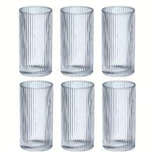 6/1pc Straight Vertical Striped Glass Cup Suitable For Coffee, Latte, Juice, Milk, Fruit Tea In Home