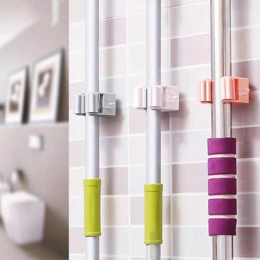 1pcs No Punching, No Marks, Mop Rack Storage, Mop Hook, Bathroom, Bathroom Wall Hanging, Broom Hanger, Mop Clip