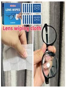 1 Pack (12 Pieces) Lens Cleaning Wipes: Convenient Portable Cleaning Cloth For Glasses, Smudges, And Blurred Vision. Effectively Removes Watermarks And Grease From Lenses. Can Also Be Used On Devices Such As Smartphones, Cameras, And Computer Screens.