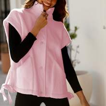 Women's Fuzzy Fleece Vest Oversized Casual Sleeveless Fuzzy Sherpa Jacket Winter Warm Button Down Gilet Outerwear With Pockets Puffer Vest For Women  Plain    Casual    Fuzzy  Pocket  Zipper    Daily - 粉色 - 查看 5