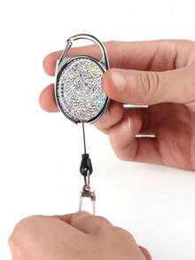 镶钻伸缩钥匙扣，闪亮配饰，轻松拉动，360°旋转，带腰带/登山扣，内置尼龙绳，钥匙圈，纽扣，工具取出器，创意登山扣钥匙扣，防摔防盗尼龙绳锁，户外攀岩登山扣吊坠，可挂在钥匙、名片、手机挂绳、背包上，母亲节礼物，生日纪念品 - 彩色 - 查看 9