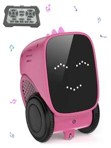 1 szt. Zabawka robot dla dzieci, różowy robot zdalnie sterowany, robot z czujnikiem dotykowym, tańczący, śpiewający, programowalny pilot, automatyczna demonstracja, zmiana wyrazu twarzy za pomocą diod LED, muzyka, zdalnie sterowany robot-dinozaur z funkcją opowiadania historii, ładowalny zdalnie sterowany robot, zdalnie sterowany robot 2,4 GHz, odpowiednia dla chłopców i dziewcząt w wieku 3-12 lat, edukacyjna, inteligentna zdalnie sterowana zabawka, na Halloween, Boże Narodzenie, Wielkanoc, prezent urodzinowy (żółty/niebieski/różowy/zielony)