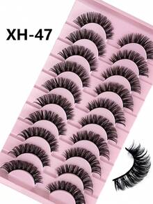 10 Pairs D Curl Russian Strip False Eyelashes Natural Look Fluffy Faux Mink Lashes Volume Wispy Long Foxy Eye Lifting Look Fake Eyelashes Strip Lashes,Lashes,Eyelashes,Fake Lashes - Criss Cross lashes - View 6
