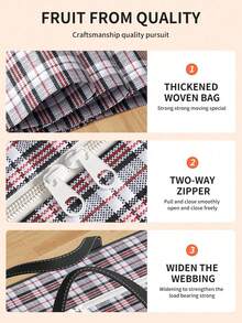 Extra Large Storage Bags, Tote Moving Luggage Bag, Large Capacity Waterproof Clothing Storage Bags For Travelling College Carrying, Dorm Room Essentials Moving Supplies, Grid Pattern Waterproof Handheld Ultra-Large Capacity Storage Bag For Bedding, Moving Box Thickened Waterproof Luggage Bag, Waterproof Grid Printed Storage Bag, Clothes, Moving And Packing, Back-To-School Essentials, Back To School Luggage Organizer For Students - Multicolor - View 9