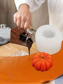 1 Multi-Cavity Pumpkin Mold, 3 Sizes Of Candle Molds For Making Scented Soap Handicrafts, Halloween Party Decoration Gifts - White - View 5