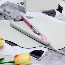 K·SKIN 1 Set Straight & Curly Hair Ceramic Electric Flat Iron, Bangs & Beard Clip, Gift Style Mini Portable Hair Straightener