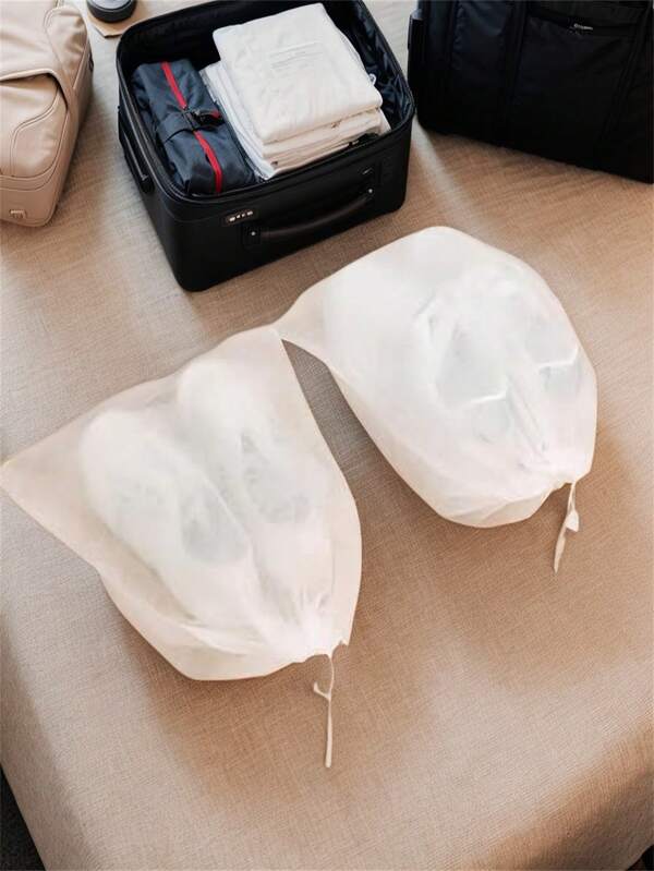 20 pièces Sacs de rangement pour chaussures de voyage portables, design blanc simple, en tissu non tissé avec fermeture à cordon, sacs organisateurs légers réutilisables pour chaussures et accessoires, empêchent le jaunissement, sacs à chaussures anti-poussière pour le voyage et l'armoire de maison