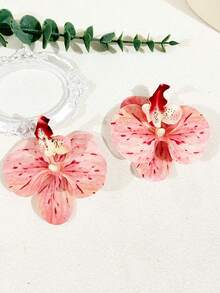 2pcs Women's Gold, Silver, Orange, Black, Red, Purple, White, Pink Orchid Flower Barrettes, Bohemian Style - Phalaenopsis - View 15