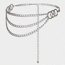 Thắt lưng xích nhiều lớp, Thắt lưng trang trí cho váy dành cho nữ, Phụ kiện thắt lưng xích kim loại độc đáo cho mùa thu, mùa thu, Halloween - Vàng - Xem 2