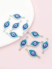 10 件邪恶之眼设计几何连接器饰物，镶嵌闪亮水钻，铜币/土耳其恶魔之眼形滴油合金双吊坠 - 护身符和幸运珠宝手链项链钥匙扣 DIY 配件 - 非常适合手工制作的创意特色工艺项目 - 惡魔之眼 - 查看 10