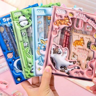 6件套文具套装，3D立体铅笔套装，返校礼物，生日、情人节、圣诞节、感恩节等节日送礼佳品，万圣节、圣诞节、感恩节的理想之选