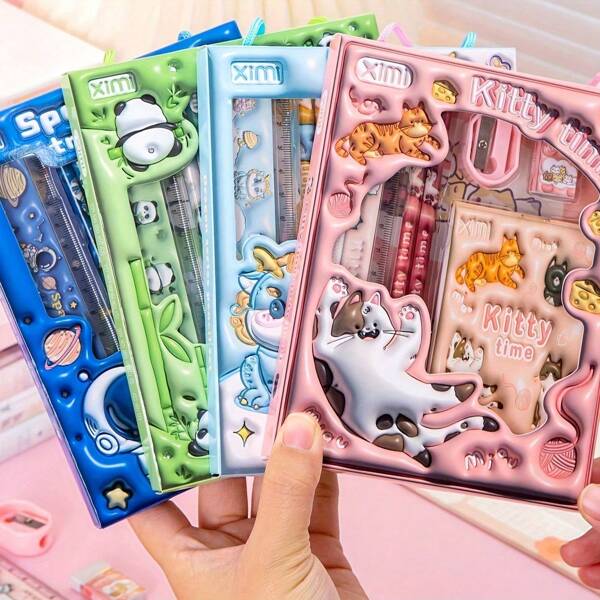 6件套文具套装，3D立体铅笔套装，返校礼物，生日、情人节、圣诞节、感恩节等节日送礼佳品，万圣节、圣诞节、感恩节的理想之选