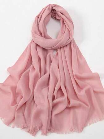 1 pieza Bufanda/Chal de punto de bambú de unicolor, de moda y versátil para mujer para vestir