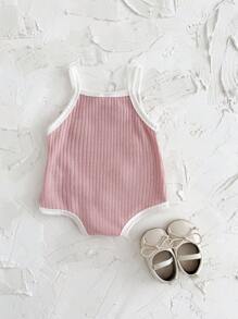 Newborn Baby Girl Casual Sweet Flower Embroidered Sleeveless Romper, Summer