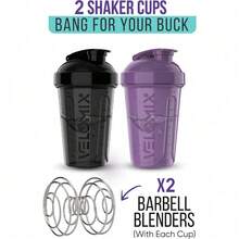 2-Pack 20oz Leakproof Shaker Bottles With 2 Stainless Steel Mixing Balls - Gym/Workout/Travel/Office Protein Shakers For Smoothies, Pre-Workout & Weight Loss Drinks, BPA-Free & Odor-Resistant (Green & Black) - Purple / Black - View 3