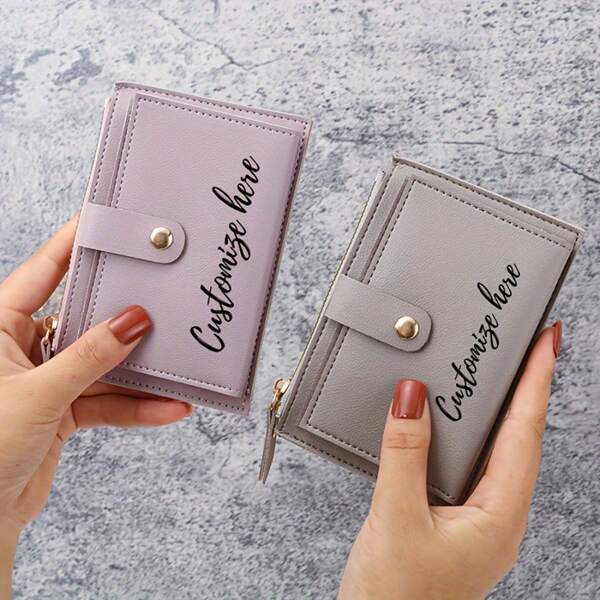 1pc Custom Women's Wallet - Customized Name Design, Casual Style, Zipper Closure, Polyester Lining, Faux Leather Material, Easy Care, Best Valentine's Day Gift