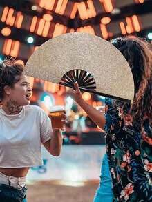 Shiny Hand Fans For Women, Large Party Style Folding Fans, Birthday Theme Performance & Festival Dance Party Gifts, Assorted - Multicolor - View 7