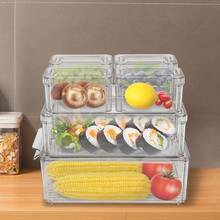 Set di 7 contenitori impilabili per frigorifero con coperchio, contenitori trasparenti in plastica per frutta e verdura, congelatore, dispensa e credenza.