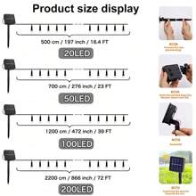 Solar LED String Lights For Outdoor Garden Decoration, Solar Fairy Lights 5m/7m/12m/22m & 20/50/100/200 LEDs,Waterproof IP65 With Twinkling 8 Lighting Modes,Solar-Powered Light String With Light Sensor Control For Christmas ,Party ,Halloween, Camping , Wedding, Plant Pot, Garden Decorations (White/Multicolor/Warm White/Purple)