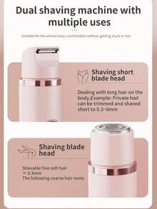1pc 2-In-1 Electric Shaver, Dual Head Shaver, Suitable For Women, For Body, Nose, Hair Trimmer, Face Shaver, Eyebrow, Legs, Underarm, USB Rechargeable Epilator, Suitable As A Gift And For Household Use