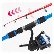 2 Telescopic Fishing Rods Set (1.8m + 2.1m) | Ergonomic Portable Fishing Equipment With Spinning Reels, Baits & Storage Bag | Fiberglass Rods With Ceramic Guides | Ideal For Lakes, Rivers, Coasts | Gift For Anglers - As Shown - View 3