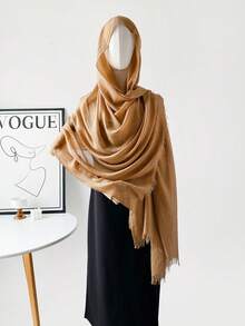 1 件女士沙滩配饰纯色亚麻方形头巾围巾、真丝围巾、头巾、沙滩巾、日常穿着、节日装饰围巾头巾、发带、头带