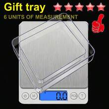 Mini Scale Kitchen Scale, Electronic Digital Jewelry Weighing Machine, Multifunctional High-Definition LCD Display Electronic Scale, Stainless Steel Mini Size Digital Food Scale, Portable Pocket Scale, Portable Scale - The Perfect Gift Choice For All Scenarios - Silver (with Tray) - View 1