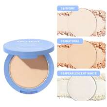 Polvo compacto matificante de 3 colores, polvo de fijación perfecto de larga duración con borla, peso neto: 10g - Multicolor - Ver 8