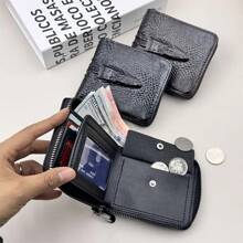 Wallet da uomo con chiusura lampo, grande capacità, porta carte, in pelle PU, multiposizione, organizer a coin, alta qualità, texture accattivante, chiaro, fattoriale, regalo per le vacanze per ragazzi