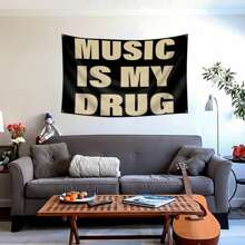 1pc-MUSIC IS MY Music Abstract Cartoon Art Design Tapestry Color Wall Hanging Flag Halloween Decor Fall Decor Home Decor Halloween Decorations Halloween Decoration Room Decor