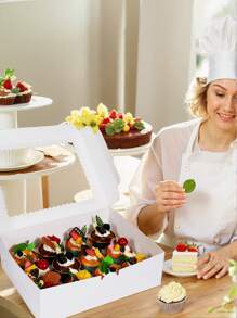 8/4pcs/1pc Cupcake Box With Window, 12 Cup Cake Box, Large Cake Box, Suitable For Birthday, Wedding, Valentine's Day, Gift Packaging Box