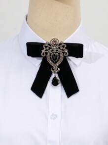 1 pieza Elegante gran lazo ondulado hecho a mano, accesorio de cristal de lujo con piedras brillantes para mujer, broche flor para el pecho, joya apropiada para uso diario, gran regalo