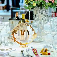 10 peças de números de mesa de casamento dourados de 1 a 10, placas de números de mesa de espelho dourado acrílico com película protetora, adequadas para recepções de casamento, festas, decoração de eventos de aniversário e aniversário, presentes de verão, praia, volta às aulas, materiais escolares, decoração de quarto - Multicolorido - Ver 9