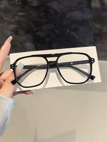 1 PC Women's Acrylic Glasses Frame Pilot Square Polycarbonate Frame Stylish Flat Glasses For Daily Reading And Daily Clothing Decor - Multicolor - View 4