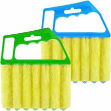 Wet & Dry Window Blind Cleaner Brush, Ergonomic Handle For Cleaning Curtains, Dirty Blinds & Home Care Cleaning Tool, Wet Wipe Sponge