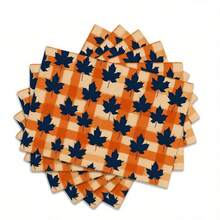 1/2/4/6 Pieces Of Autumn Polyester Placemats - Maple Leaf And Pumpkin Pattern Watercolor Design, 30x45 Cm, Machine Washable Table Mat, Suitable For Thanksgiving, Autumn Kitchen And Dining Decoration, Rural Seasonal Tableware, Autumn Table Decoration, Thanksgiving Plate Arrangement, High-Quality Fabric, Home Entertainment Decoration. - Multicolor - View 28