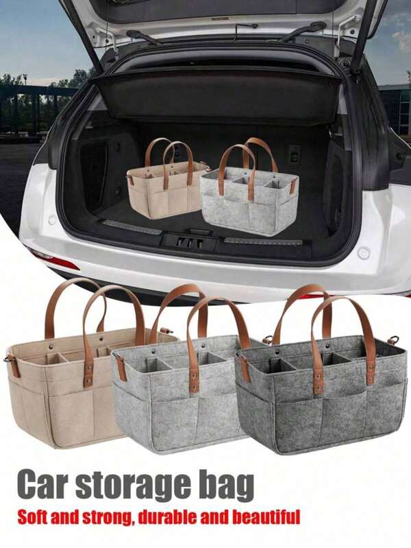Easypie Selection Multipurpose Felt Car Trunk Storage Bag, Fiber Material, Durable Car Storage Bag With Handle, Dust And Moisture Resistant, Practical Car Accessories