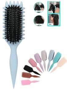 Cepillo definidor de rizos para cabello rizado, cepillo de estilo de rizos con volumen con diseño de ranura de borde, desenredador moldeador de rizos para rizos rebotones, control del frizz y definición de ondas, cepillo para cabello rizado para mujeres, herramienta para el cabello para uso húmedo o seco, ideal para uso diario o viajes, de vuelta a la escuela, artículos esenciales para viajes, accesorios para el cabello para mujeres