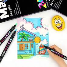 1pc Dual-Tip Dual-Color Marker Pen, Acrylic Painting Brush Pen For Glass Painting, Layering Colors, Art Students, Smudge-Proof, Washable, Watercolor Pen