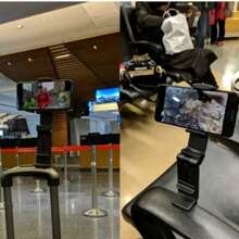 1pc Airplane Phone Holder, Portable Travel Stand Desk Flight Foldable Adjustable Rotatable Selfie Holding Train Seat Stand, Seat Bracket