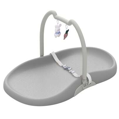  UBRAVOO Baby Changing Mat With Harness And Cat Ear Toys Shelf, Anti-Roll Wedge Baby Changing Pad, Easy Wipe Clean Waterproof With Raised Padded Edges