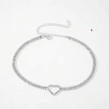 1 件情人节水晶心形吊坠项链，Y2K 风格，适合派对和节日 - 白色 - 查看 7